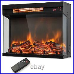 23 inch 3-Sided Electric Fireplace Heater Insert with Remote Control 1500W