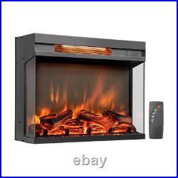 23-inch 3-Sided Electric Fireplace Insert with Remote Control-Black