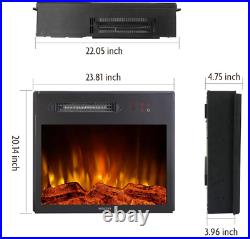 23 inch Built-in Electric Fireplace Insert Heater, Low Noise, 1500W, Black
