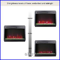 23in Electric Fireplace Insert Heater with Crystal, Remote Control and Side Light