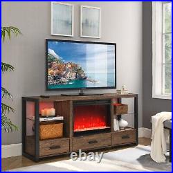 23in Electric Fireplace Insert Heater with Crystal, Remote Control and Side Light