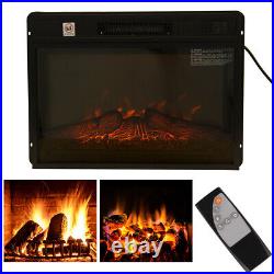 23inch Built-in Electric Fireplace Insert Heater Remote Control Adjustable Flame