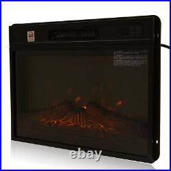 23inch Built-in Electric Fireplace Insert Heater Remote Control Adjustable Flame