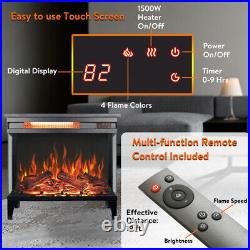 24In 3-Sided Glass Electric Fireplace Freestanding 1500W LED Heater withFeet