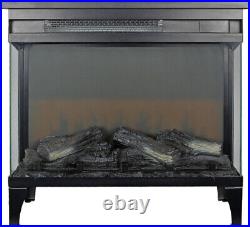 24In 3-Sided Glass Electric Fireplace Freestanding 1500W LED Heater withFeet