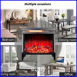 24In 3-Sided Glass Electric Fireplace Freestanding 1500W LED Heater withFeet