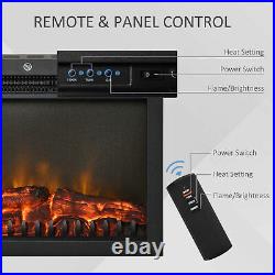 24 1500W Electric Fireplace Insert Recessed Heater, with Remote Control, Black