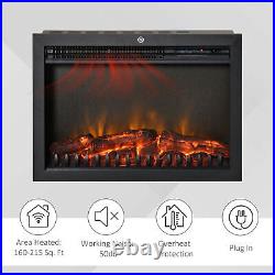 24 1500W Electric Fireplace Insert Recessed Heater with Remote Control Black