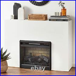 24 Electric Infrared Fireplace Insert with Remote Control, Large Log/Brick