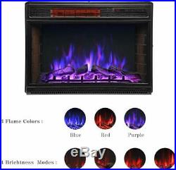 25 Inch Safe Electric Fireplace Heater Insert Freestanding 750W-1500W Black