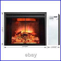 25 inch Fireplace Insert, Heater, Glass Door & Mesh Screen 750/1500W Black