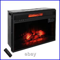 26 1500W Embedded Electric Fireplace Insert Heater Log Flame Remote Control