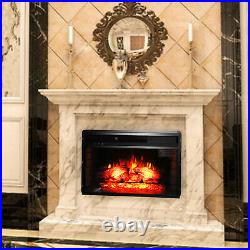 26 1500w Electric Fireplace Wall Tile Insert Heater Log Flame Remote Control