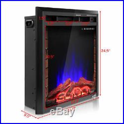 26'' 750W-1500W Fireplace Electric Embedded Insert Heater Glass Log Flame Remote