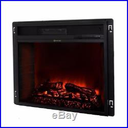 26 Black Electric Firebox Fireplace Heater Insert flat Glass Panel With Remote