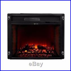 26 Black Electric Firebox Fireplace Heater Insert flat Glass Panel With Remote
