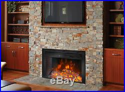 26 Electric Fireplace Insert Heater Firebox Flat Panel Timer Flame Logs Remote