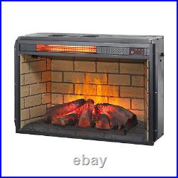 26 Electric Fireplace Insert Infrared Quartz Wall Mount Heater Realistic Flame