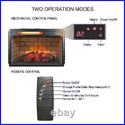 26 Electric Infrared Quartz Fireplace Insert Log Flame Heater with Remote Control
