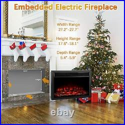 26 Embedded Electric Fireplace Wall Mount Heater Flame Insert with Remote Control