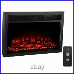 26 Embedded Fireplace Electric Insert Heater Glass View Log Flame Remote Home