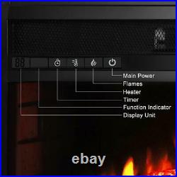 26 Flat Ventless Insert Heater Electric Fireplace Adjustable Flame, Black