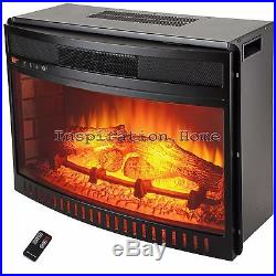 26 Freestanding Curved Tempered Glass Insert Electric Fireplace Stove with Remote