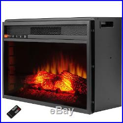 26 Freestanding Insert Heat Electric Fireplace Black with 3D Flame Logs Heater