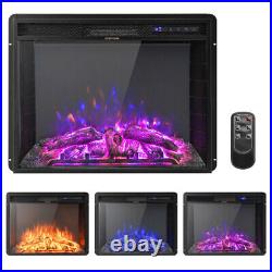 26 Inch Recessed Electric Fireplace with Adjustable Flame Brightness