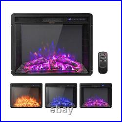 26 Inch Recessed Electric Fireplace with Adjustable Flame Brightness