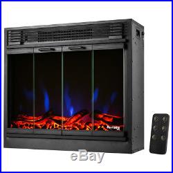 26 Traditional LED Electric Fireplace Insert With Remote Control Black