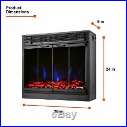 26 Traditional LED Electric Fireplace Insert With Remote Control Black
