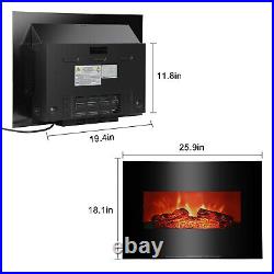 26 Wall Mount 1400W Electric Fireplace Insert Heater Adjust Log LED Flame Home