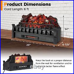 26 in Electric Fireplace Heater Infrared Quartz Insert with Thermostat Control