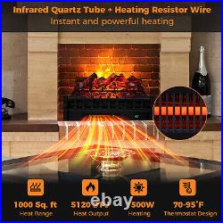 26 in Electric Fireplace Heater Infrared Quartz Insert with Thermostat Control