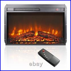 26 inch Electric Fireplace Insert, Heater With Log Set & Realistic Flame