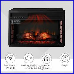 27 1400W Electric Fireplace Log Insert Recessed Heater with Adjustable Brightness