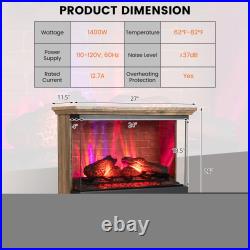 27 Electric Fireplace Heater Freestanding 3-Sided View with Remote Control