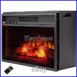 27 in. Freestanding Electric Fireplace Insert Heater with Tempered Glass and Rem