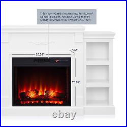 28 1400W Electric Fireplace Insert Stove Heater WithRemote Control, Black