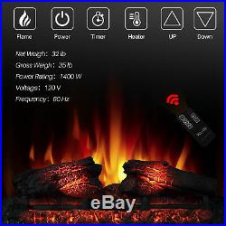 28 1400W Electric Fireplace Insert Stove Heater WithRemote Control, Black