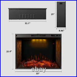 28''/30''/33''Electric Fireplace Insert Heater Recessed Wall Mounted Remote