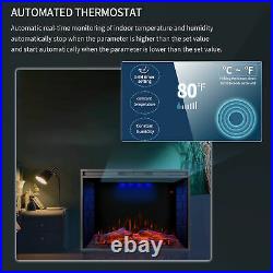 28''/30''/33''Electric Fireplace Insert Heater Recessed Wall Mounted Remote