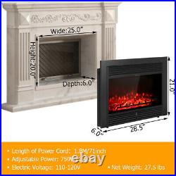 28.5 Christmas Fireplace Electric Embedded Insert Heater Glass Log Flame Remote