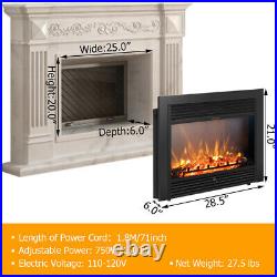 28.5 Electric Fireplace Embedded Insert Heater Glass Log Flame Remote