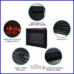 28.5 Electric Fireplace Insert Embedded Heater Log Flame with Remote 750With1500W