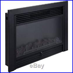 28.5 Electric Fireplace Insert With Heater Glass View Log Flame Remote Control