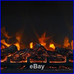 28.5 Embedded Electric Fireplace Insert Heater Remote Realistic wood log Glow
