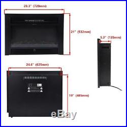 28.5 Embedded Electric Insert Heater Fireplace Log Flame Remote Surround