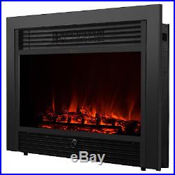 28.5 Embedded Fireplace Electric Insert Heater Glass View Log Flame Remote